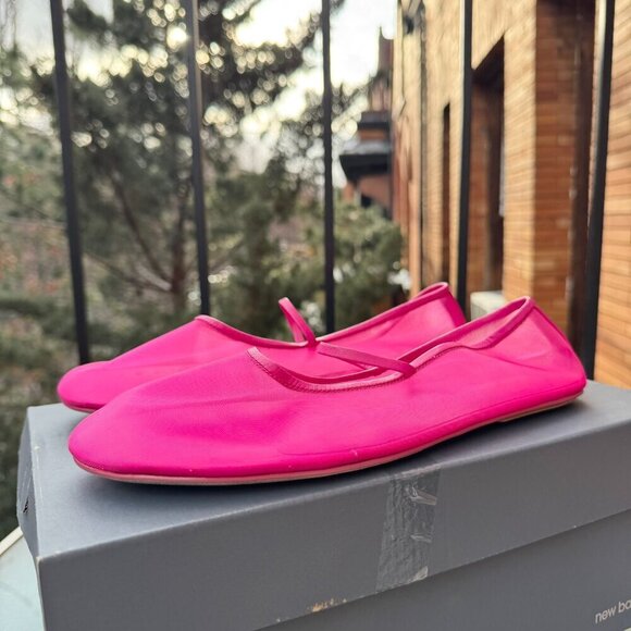 New Jeffrey Campbell Swan Lake Moira Mesh Flats Ballet Shoes Pink Fuchsia - Picture 8 of 13